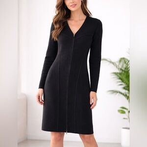 TSE Women’s Black Knit Dress/ Long Blazer 100% Wool Size M